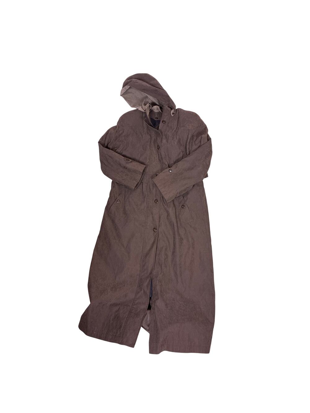 Vintage Brown Long Raincoat Womens Size 8 Extra Long Trench Style Waterproof